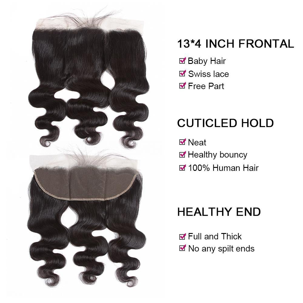 Body Wave 3 Bundles With 13*4 Frontal Weave Natural Color Indian 100% Remi Human Hair Sale Hair - Amanda Hair