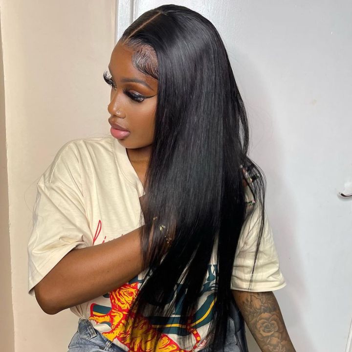 Tiktok King__karine Same Wig Long Straight Hair 13*4/4*4/T Part Lace Front Wigs Preplucked Frontal Human Hair Wig - Amanda Hair