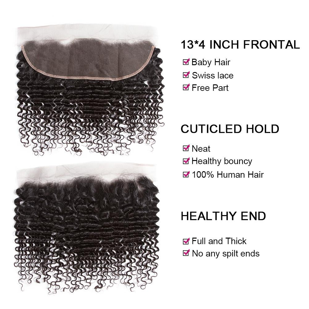 Kinky Curly 4 Bundles With 13*4 Lace Frontal 10A Grade Brazilian Hair 100% Remi Human Hair Soft Shiny Wave Hair - Amanda Hair