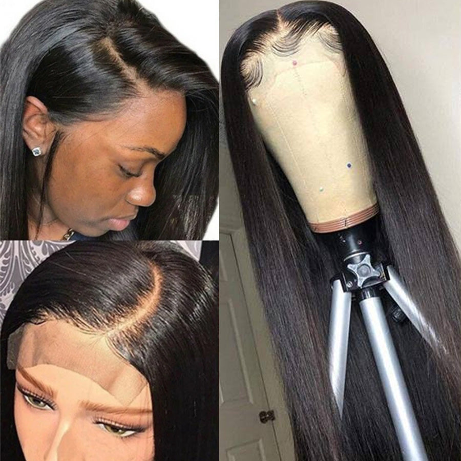 Bone Straight Hair 4*4 Closure Wig Human Hair Lace Wigs Pre Plucked Natural Hairline-Amanda Hair