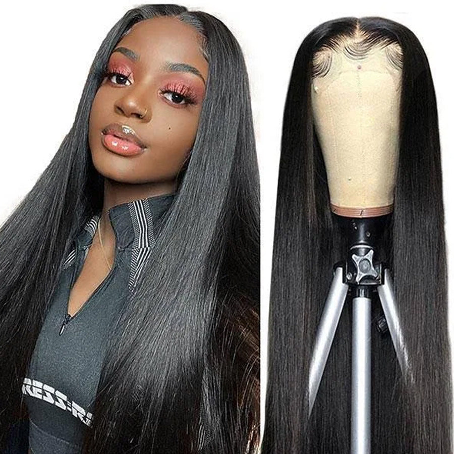 Bone Straight Hair 4*4 Closure Wig Human Hair Lace Wigs Pre Plucked Natural Hairline-Amanda Hair