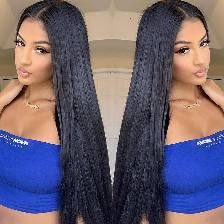 Bone Straight Hair 4*4 Closure Wig Human Hair Lace Wigs Pre Plucked Natural Hairline-Amanda Hair