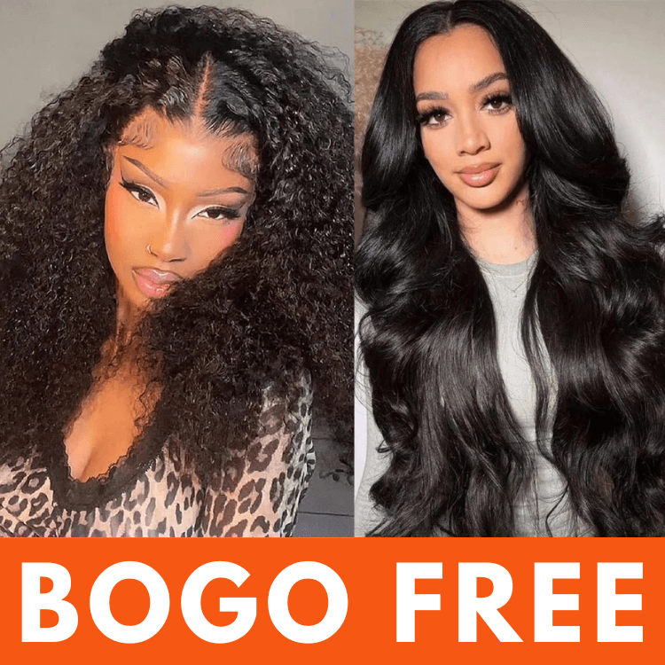 Bogo Flash Sale: 16" Afro Curly Lace Front Wig+16" Body Wave 6x4 Lace Closure Wig