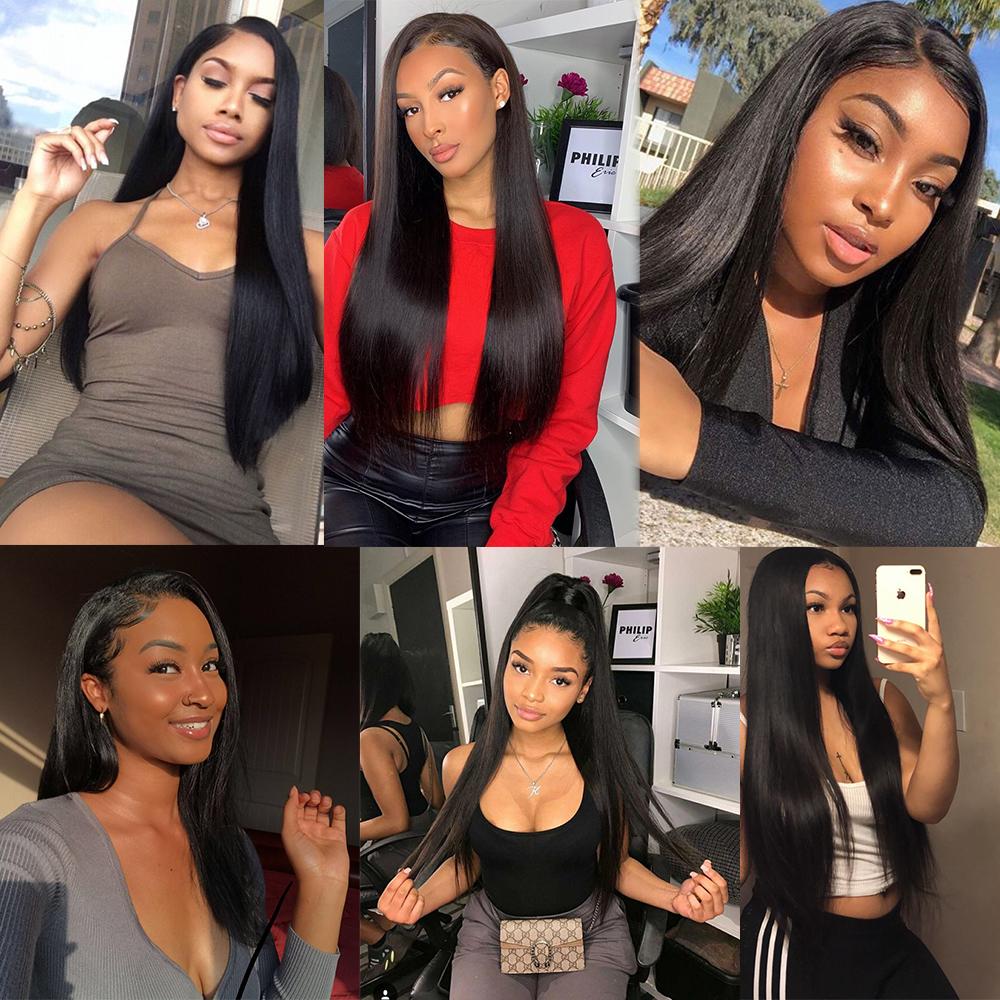 Brazilian Straight Hair 4 Bundles With 13*4 Lace Frontal 10A Grade 100% Remy Human Hair Soft Shiny Wave Hair - Amanda Hair