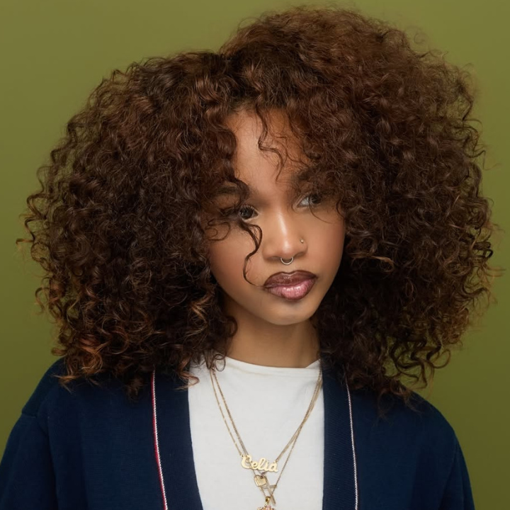 Glueless Lace Afro Curly Short Dark Root to Brown Colored Wig 100% Human Hair - Clear Transparent Lace Front/Closure Human Hair Wig- Amanda Hair