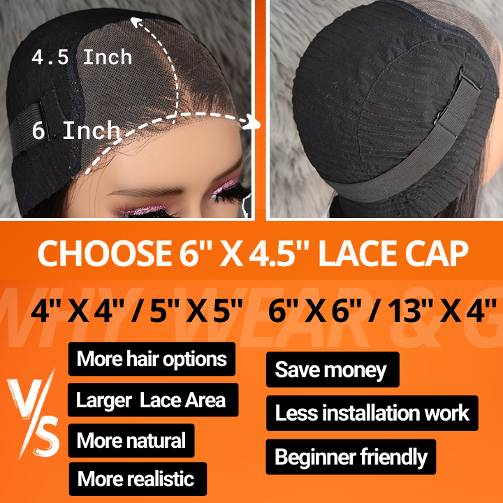 Glueless Loose Wave 6x4.5 /13x4 HD Transaparent Lace Front Wig Virgin Human Hair Pre Plucked Hairline - Amanda Hair