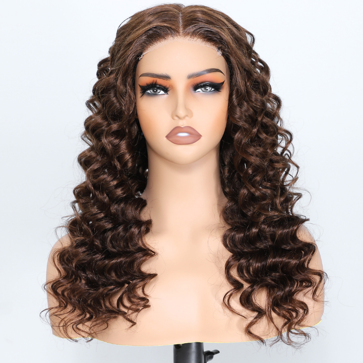 Human Hair Brown Loose Deep Wave 13x4/6x4 Glueless Lace Front/Closure Wigs-Amanda Hair
