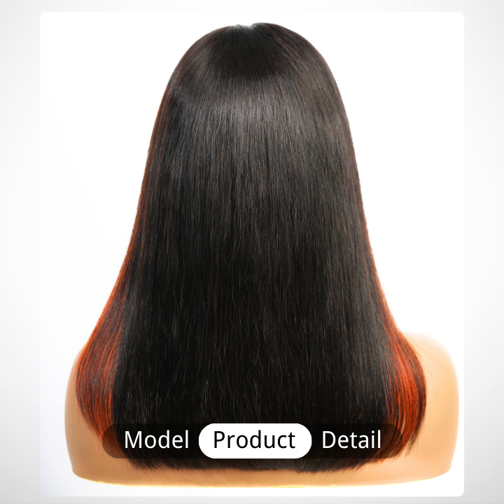 Glueless Highlight Ginger Brazilian Straight Short Bob Layer Lace Wigs Transparent Pre Plucked Hairline No Code Needed -Amanda Hair