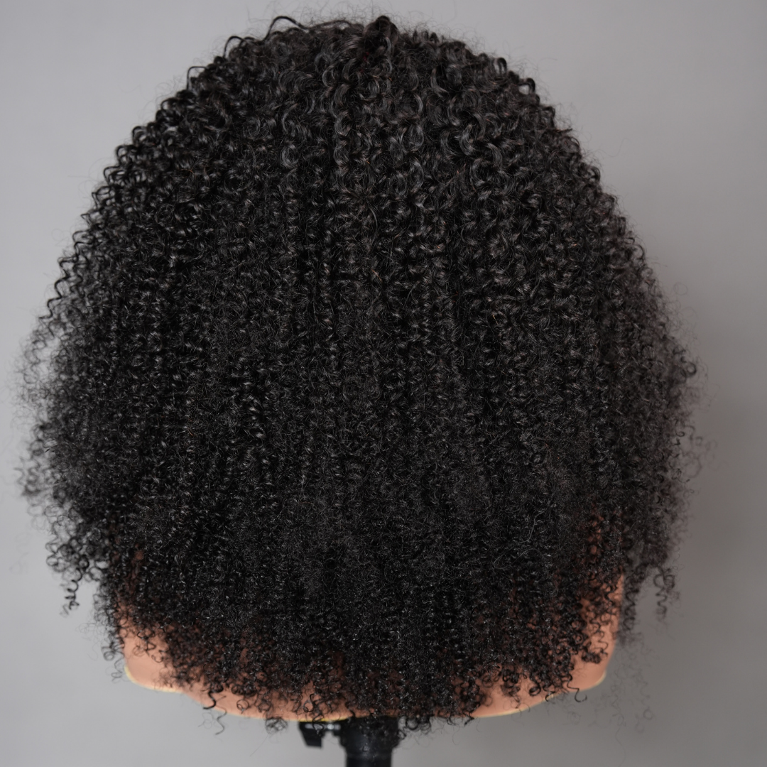 Amanda Hair - 3 In 1 Half Wig Kinky Curl Wear & Go Drawstring Band No Glue Need Coily Curl  Flip Over Wig Beginner Friendly Flash Sale