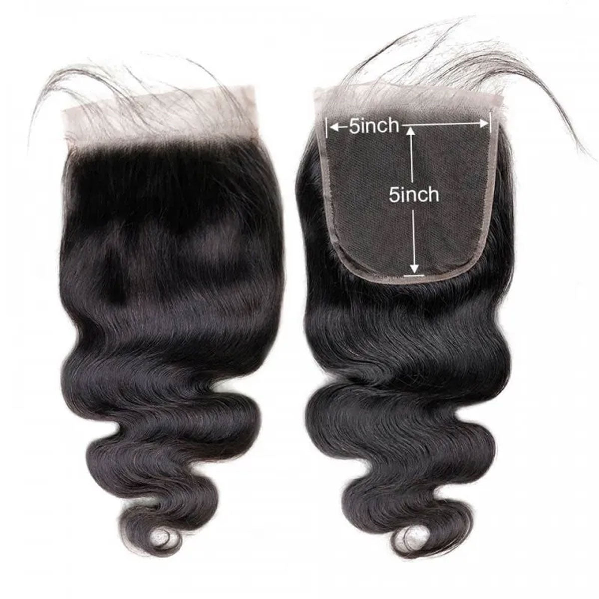5*5 Transparent Body Wave Human Hair Swiss Lace Closure Pre Plucked Natural Hairline with Baby Hair- Amanda Hair