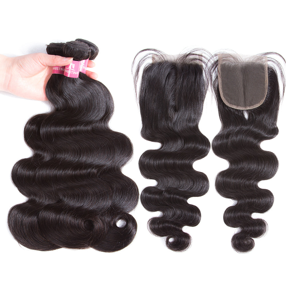 Body Wave Brazilian Hair 3 Bundles With 4*4 Lace Closure 10A Grade 100% Remi Human Hair - Amanda Hair
