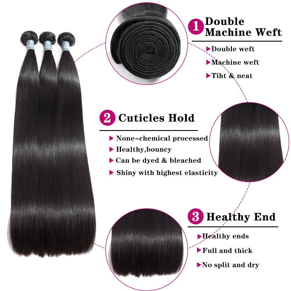 10A Straight Hair Bundle 100% Human Virgin Hair No Tangles - Amanda Hair