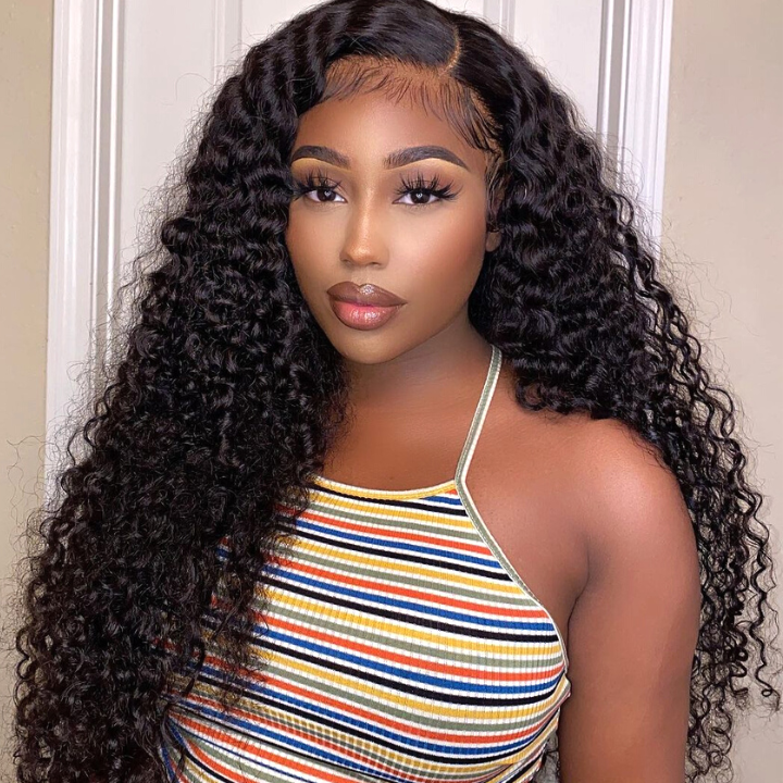 Amandahair Undetectable  13x4/4x4 Deep Wave HD Clear Lace Front/Closure Wigs Black Human HairPre Plucked Hairline