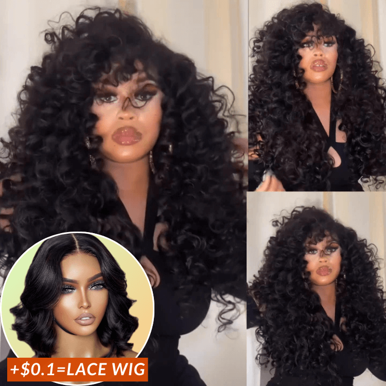 Wow $0.1 Lace Wig| Bouncy Deep Wave Glueless Lace Wig Pre Cut Lace with Natural Hairline Mini Knots Flash Sale