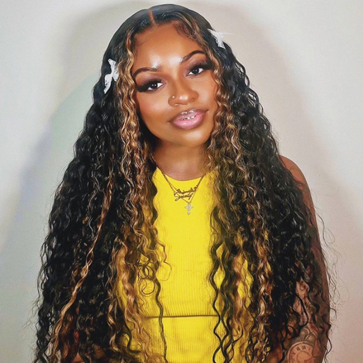 Glueless Blonde Highlights on Luxurious Clear 7x5 Lace Closure Wig Flash Sale