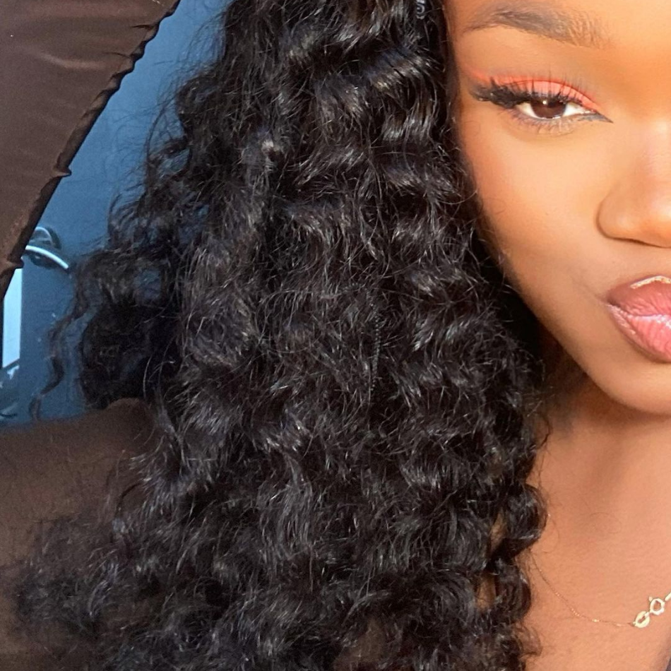 Amanda Glueless Deep Wave Headband Human Hair Wigs Beginners Friendly Half Wig With Pre-Attached Scalf