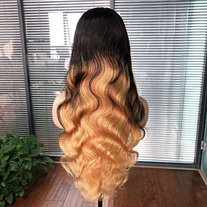 Highlight Light Brown Body Wave 13x4 Lace Front /4*4 Lace Closure Wigs Skunk Stripe Ombre Color Lace Wigs- Amanda Hair