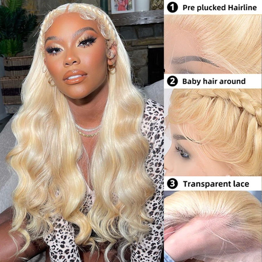 613 Blonde Body Wave 13x4 HD Lace Wig Virgin Human Hair Wigs Pre-Plucked Hairline With Baby Hair-Amanda Hair