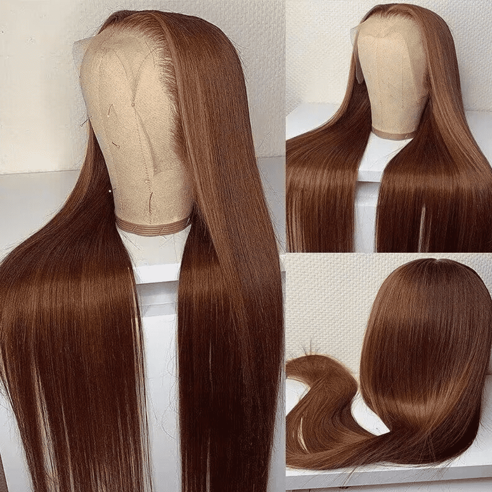 Dark Brown Lace Front Wigs Transparent Lace #4  Colored Human Hair Wigs-Amanda Hair