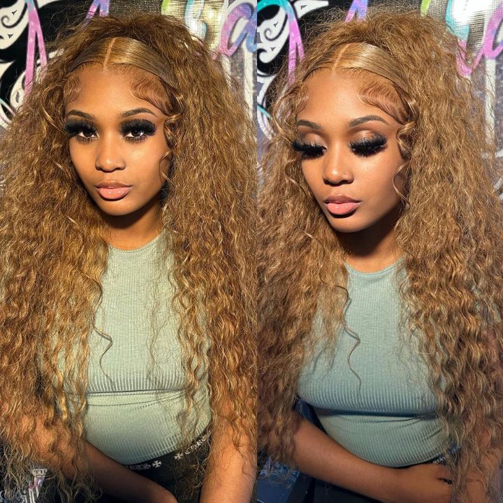 Honey Blonde Body Wave #27 Color  Glueless  Lace Front Human Hair Wigs for Women-Amanda Hair