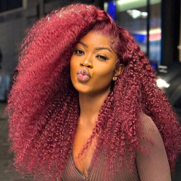 Flash Sale Extra 50% Off Code: VIP50  ,Burgundy Lace Front Wig 99J Curly Human Hair Wigs Colored HD Transparent 13X4 Lace Frontal Wig Preplucked Red Hair Wig-Amanda Hair