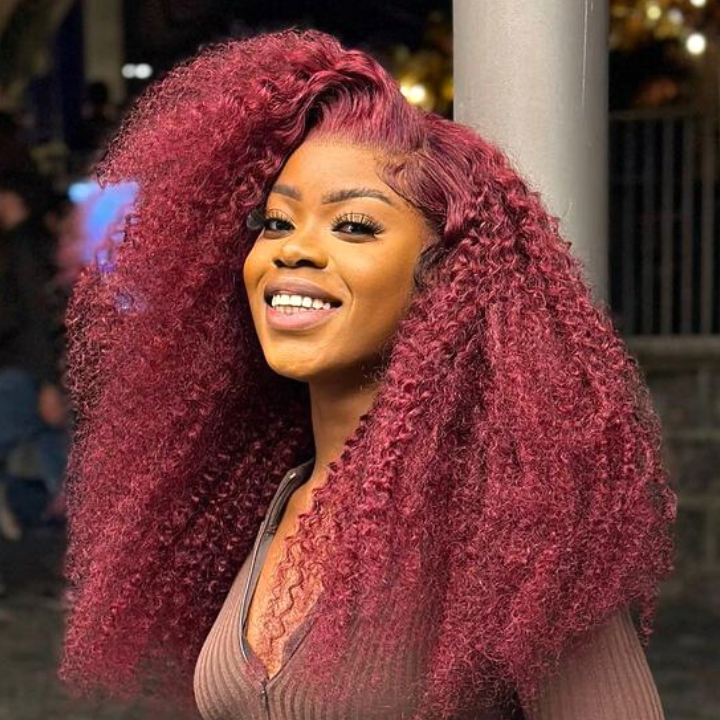 Flash Sale Extra 50% Off Code: VIP50  ,Burgundy Lace Front Wig 99J Curly Human Hair Wigs Colored HD Transparent 13X4 Lace Frontal Wig Preplucked Red Hair Wig-Amanda Hair