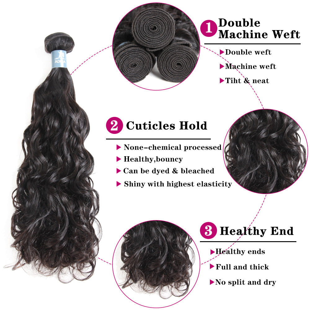 Brazilian Water Wave Hair 3 Bundles With 4*4 Lace Closure 9A Grade 100% Unprocessed Human Hair - Amanda Hair