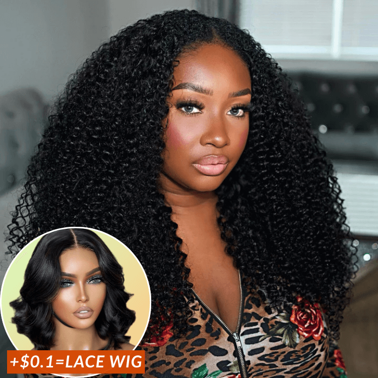 Wow $0.1 Lace Wig| Glueless V Part Wig Beginner Friendly No Leave Out Flash Sale