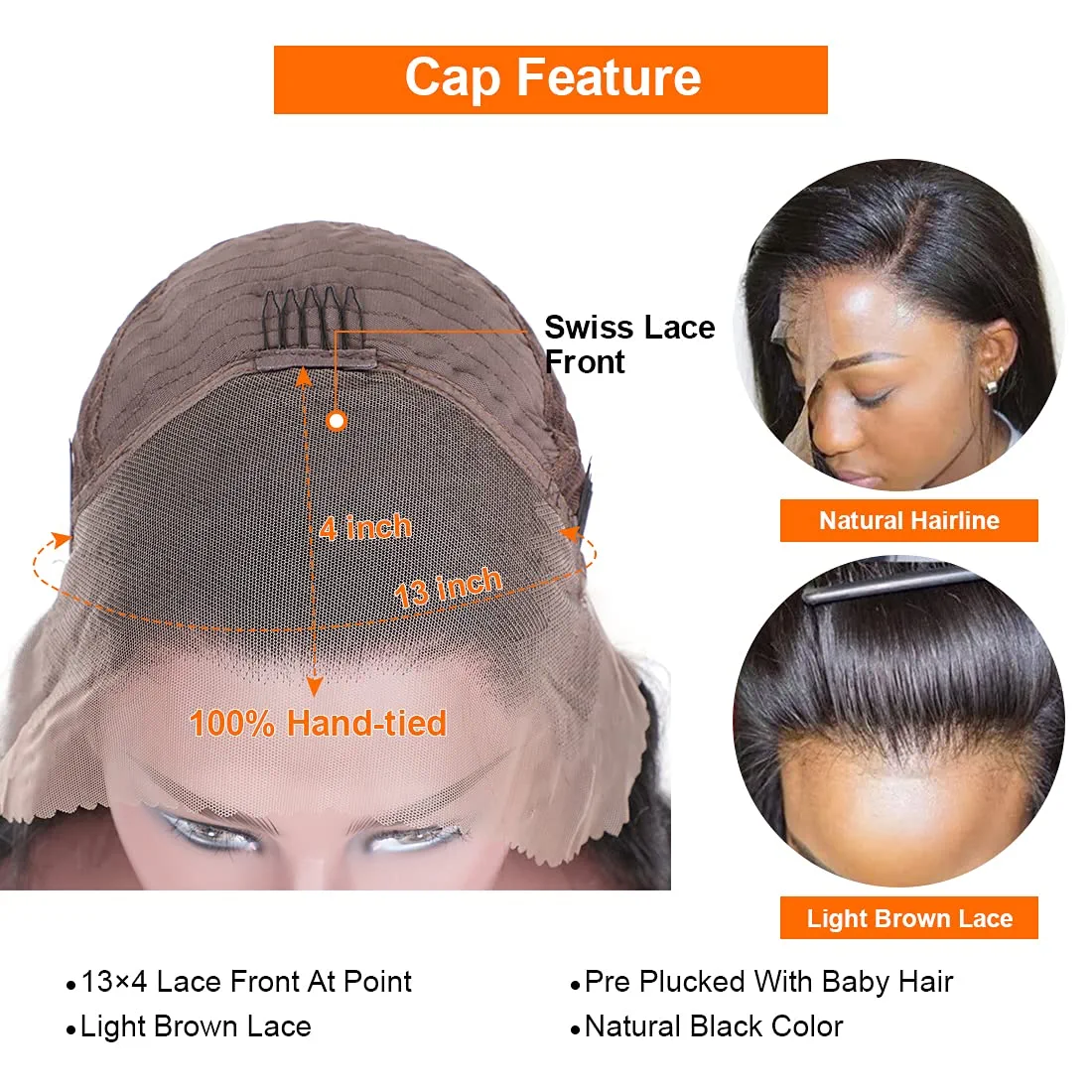 Brown Glueless Water Wave 13*4 Clear Transparent HD Lace Front Wigs Plucked Hairline -Amanda Hair