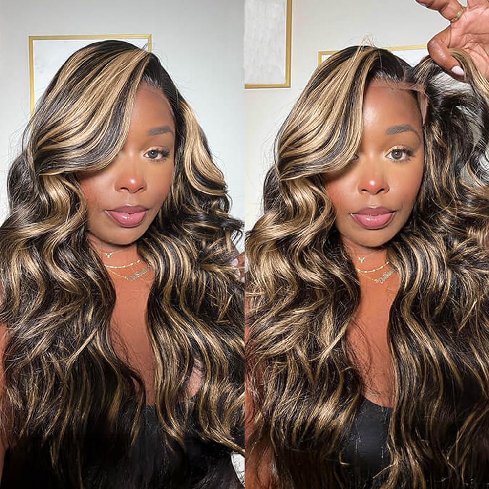 BOGO Free| Money Piece Highlight Blonde Body Wave 6x4 Lace Closure Wigs Flash Sale