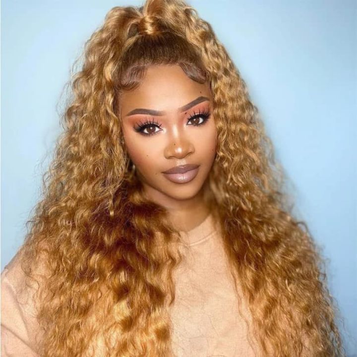 Honey Blonde #27 Straight 4x4/5x5/13x4  Lace Closure/Frontal Transaparent Wigs 150%/180% Density HD Lace Wigs Pre-plucked with Baby Hair