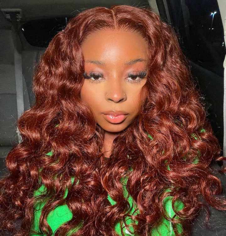 Reddish Brown Loose Wave Tranparent Lace Wigs Deep Hairline 100% Human Hair HD Clear Lace Front Wigs-Amanda Hair