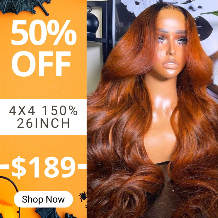 Dark Root Ginger Colored Body Wave Wigs With Baby Hair-Clearance Flash Sale