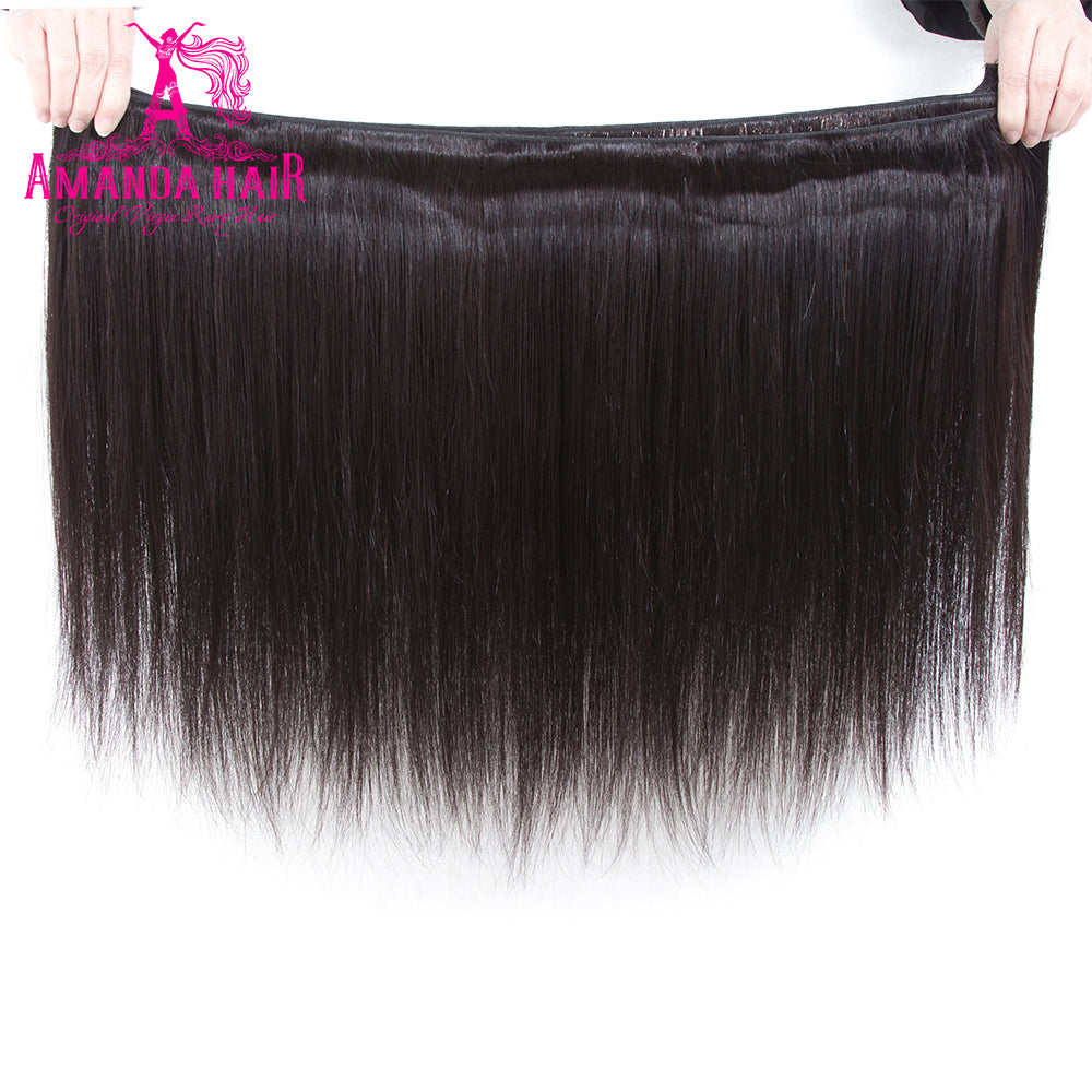 Brazilian Straight Hair 4 Bundles With 4*4 Lace Closure 10A Grade 100% Remy Human Hair - Amanda Hair