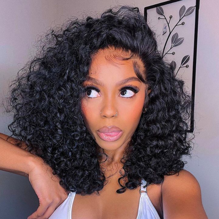 Afro Curly 13*4/5*7 Brazilian Curly Human Hair Bob Wigs Flash Sale