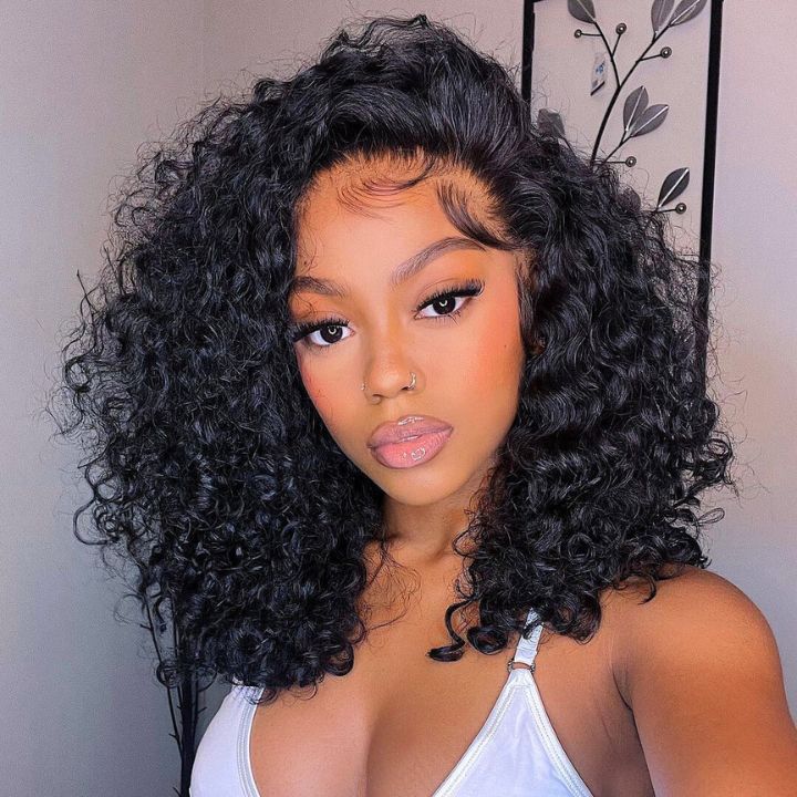 Afro Curly 13*4/5*7 Brazilian Curly Human Hair Bob Wigs Flash Sale