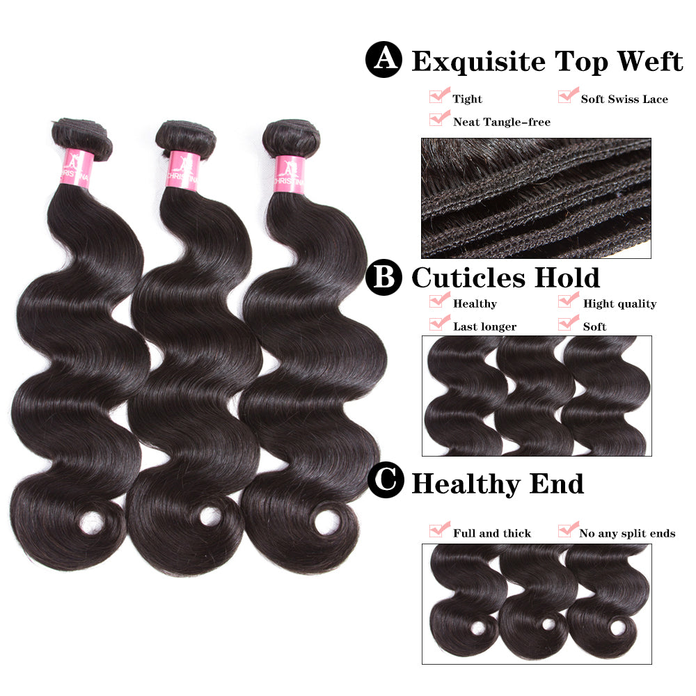 Brazilian Body Wave 4 Bundles With 4*4 Lace Closure 10A Grade 100% Remi Human Hair - Amanda Hair