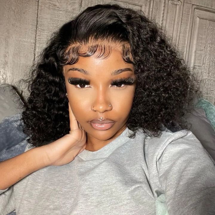 Tiktok Saebunny Same Wig- Short Curly Bob Wig 4*4 Brazilian Curly Hair Bob Wigs-Amanda Hair