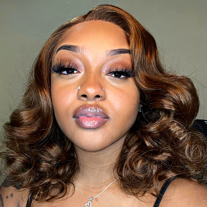 Chestnut Brown Body Wave Human Hair Wigs Reddish Brown 13x4 Lace Front Colored Wig For Black Women 14'' -Amanda Hair