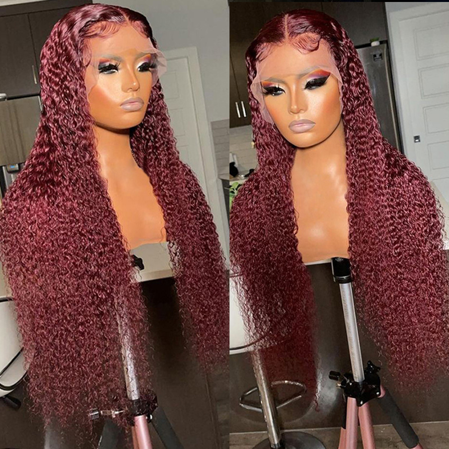 Flash Sale: Save  $100, Burgundy 99J Curly HD Lace Front Wig 150% Density ,48 Hour Only