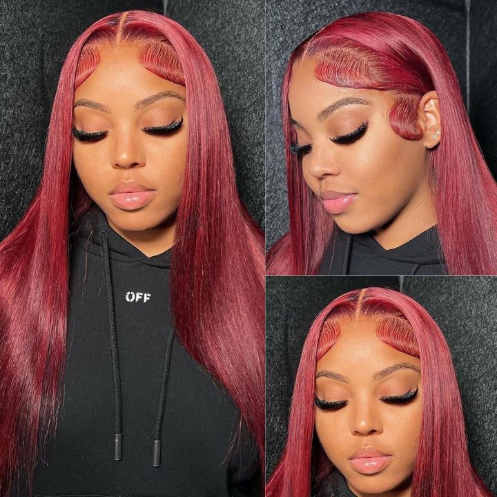Colorful Straight Lace Frontal Transaparent Wigs Transparent HD Lace Wigs Pre-plucked with Baby Hair