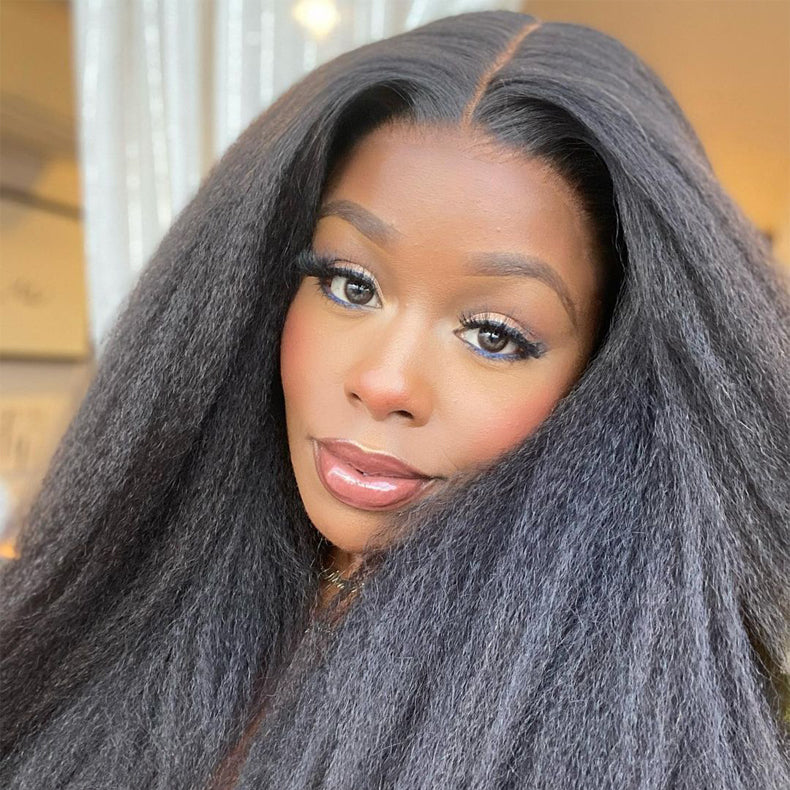 Amanda Indian Human Hair Kinky Straight 3 Bundles With 4*4 Lace Closure 10A Grade 100% Remy Human Hair