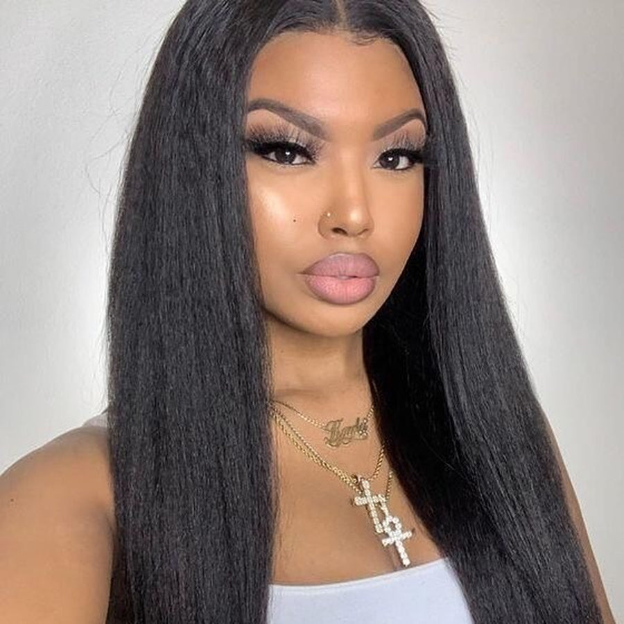 Amanda Peruvian Hair Kinky Straight 4 Bundles With 4*4 Lace Closure 9A Grade 100% Unprocessed Human Hair Hot Item