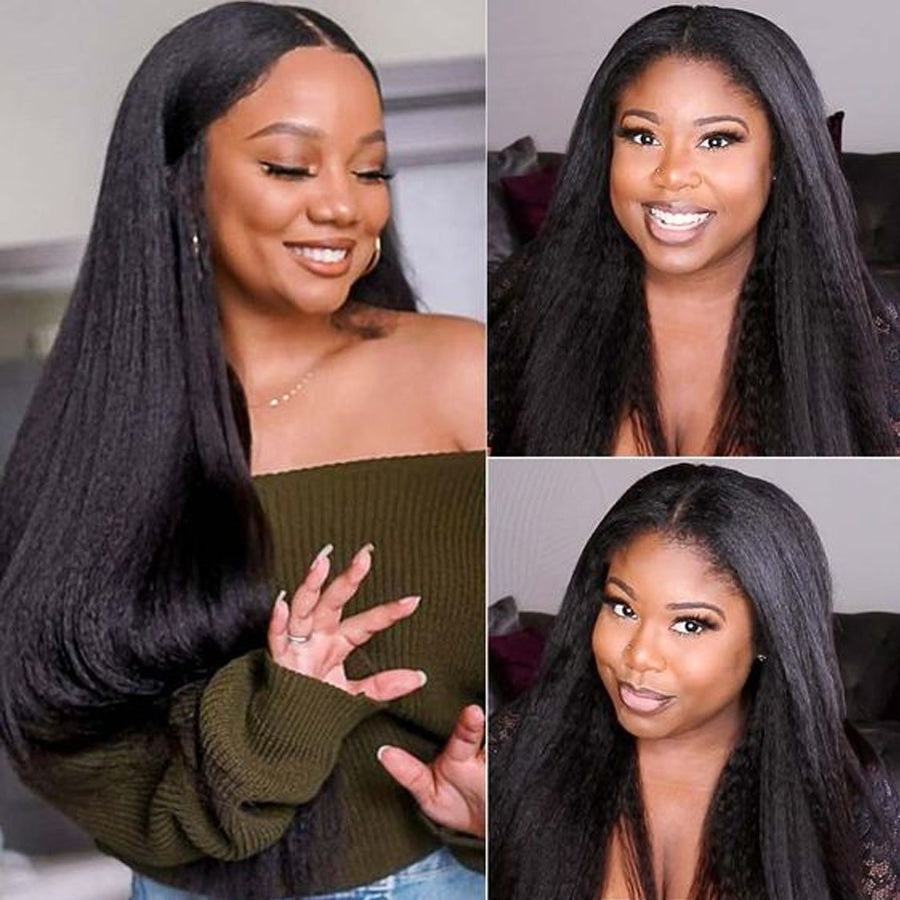 Amanda Peruvian Hair Kinky Straight 3 Bundles With 4*4 Lace Closure 9A Grade 100% Unprocessed Human Hair Hot Item