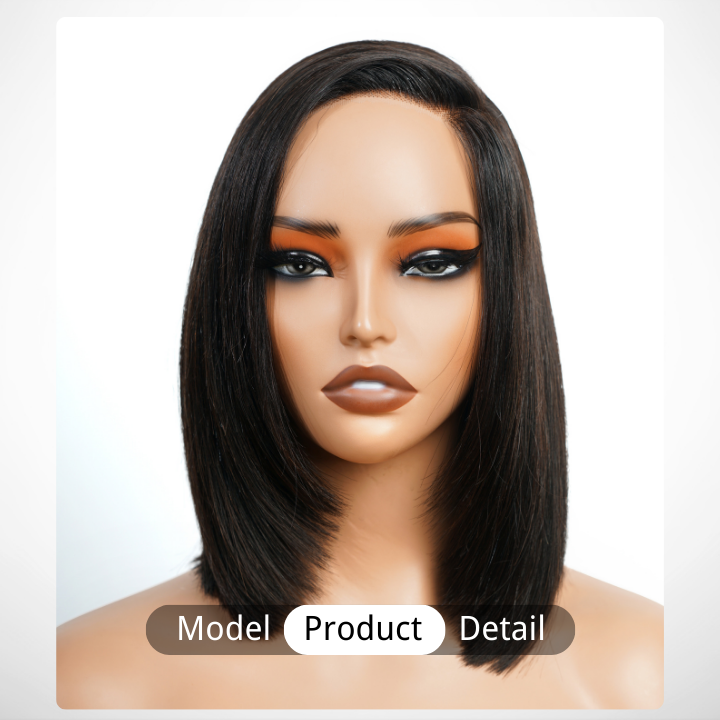 Glueless Brazilian Straight Short Bob Lace Wigs Transparent Pre Plucked Hairline Nature Color -Amanda Hair
