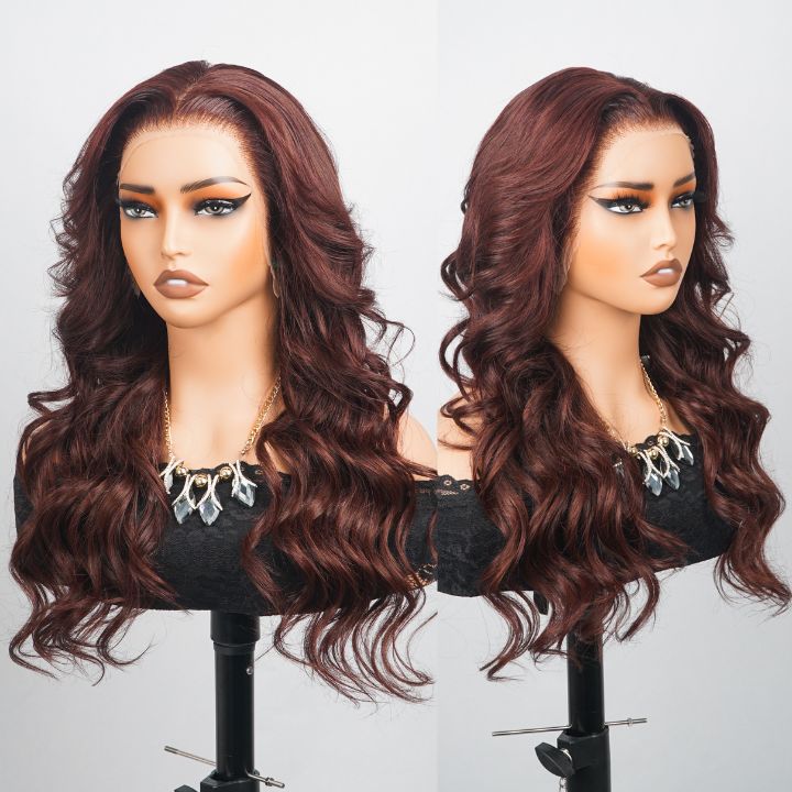 24H Fast Shipping Sunshine Chic Loose Wave Reddish Brown Lace Wigs Human Hair Undetectable Transparent Lace Wigs - Amanda Hair