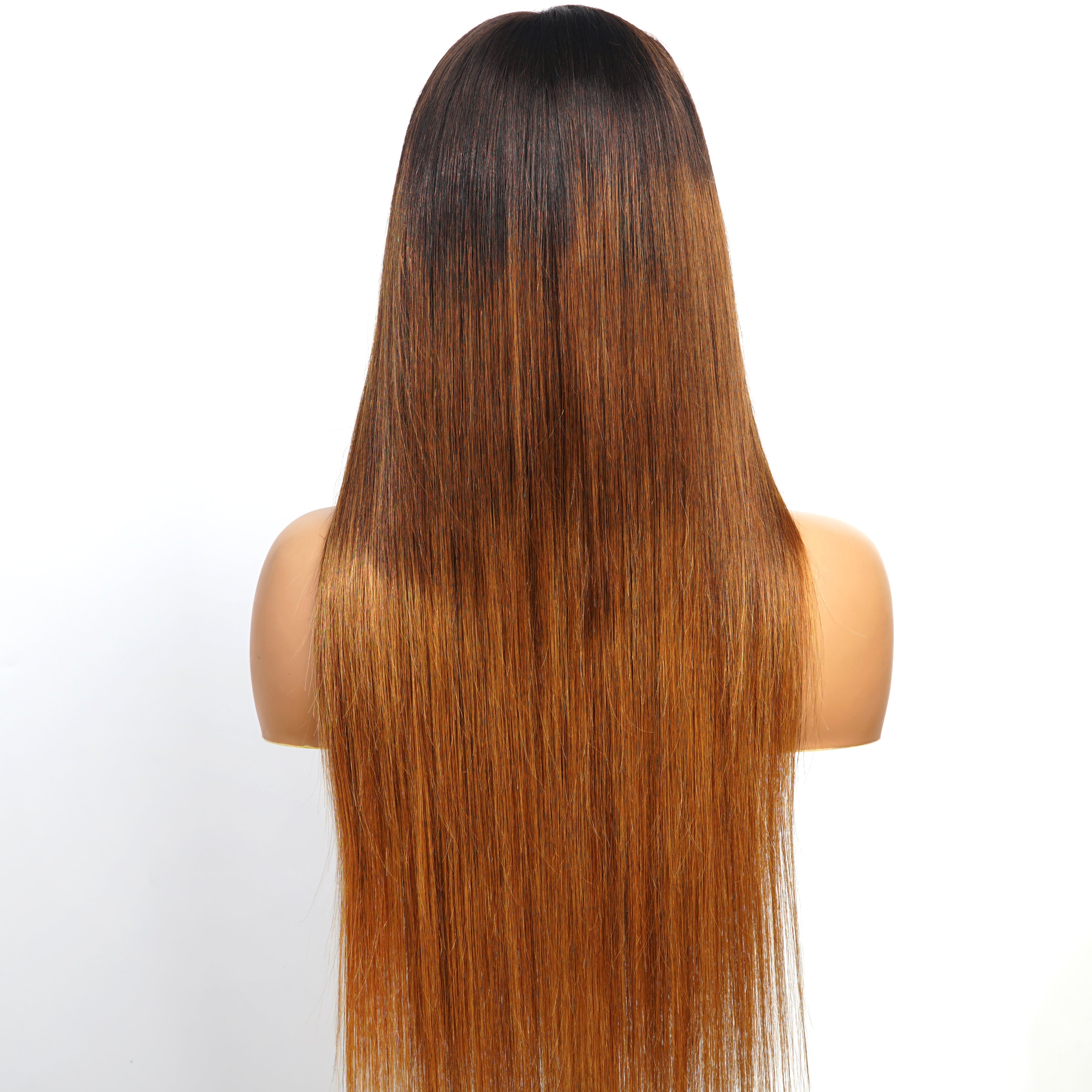 Ombre Brown Human Hair 13x4/6*4 HD Transparent Glueless Lace Front Straight Colored Wigs-Amanda Hair