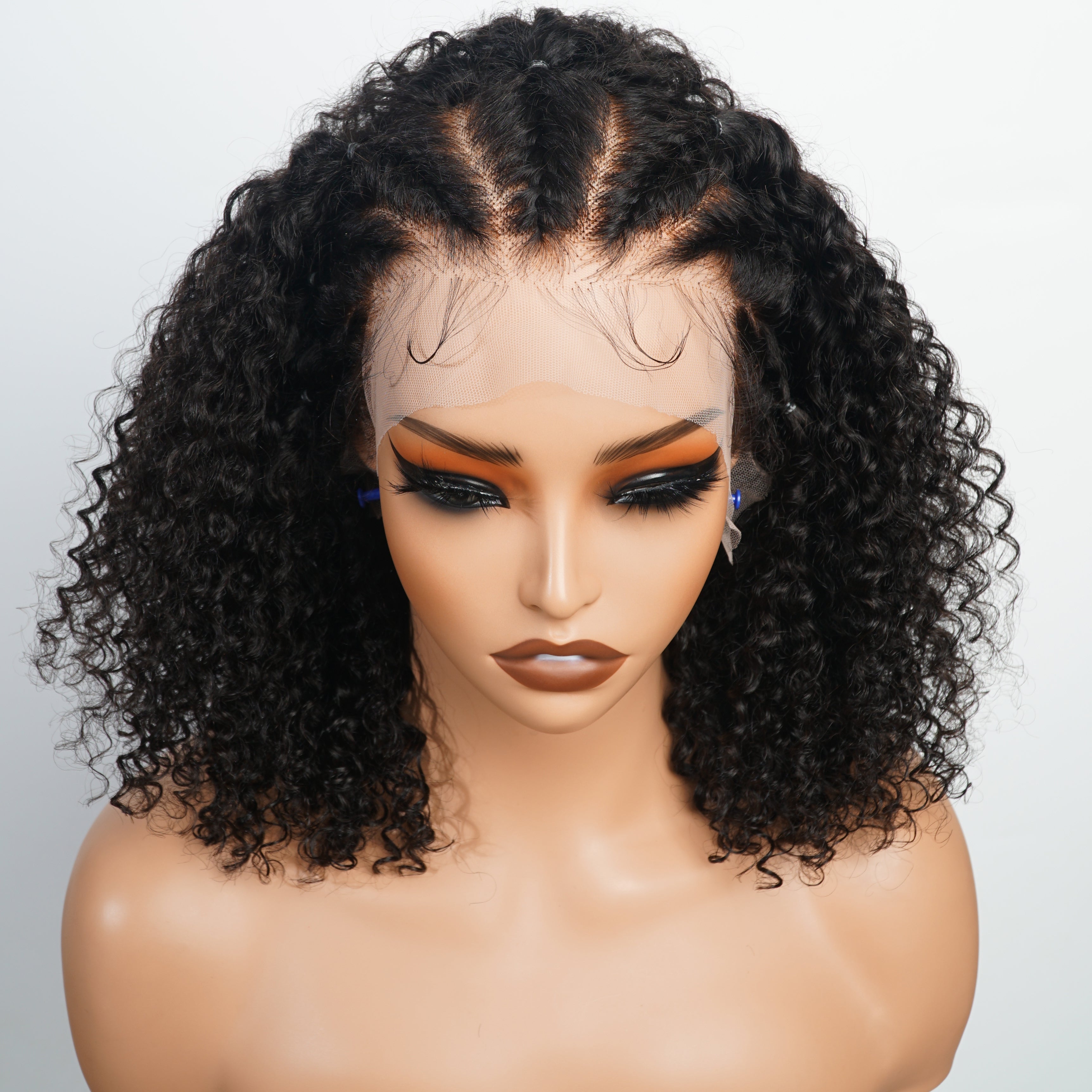 Braided Kinky curly Hair 13x6  Transparent HD Lace Front Wig Glueless Long Wigs Real Human Hair Wigs For Women-Amanda Hair