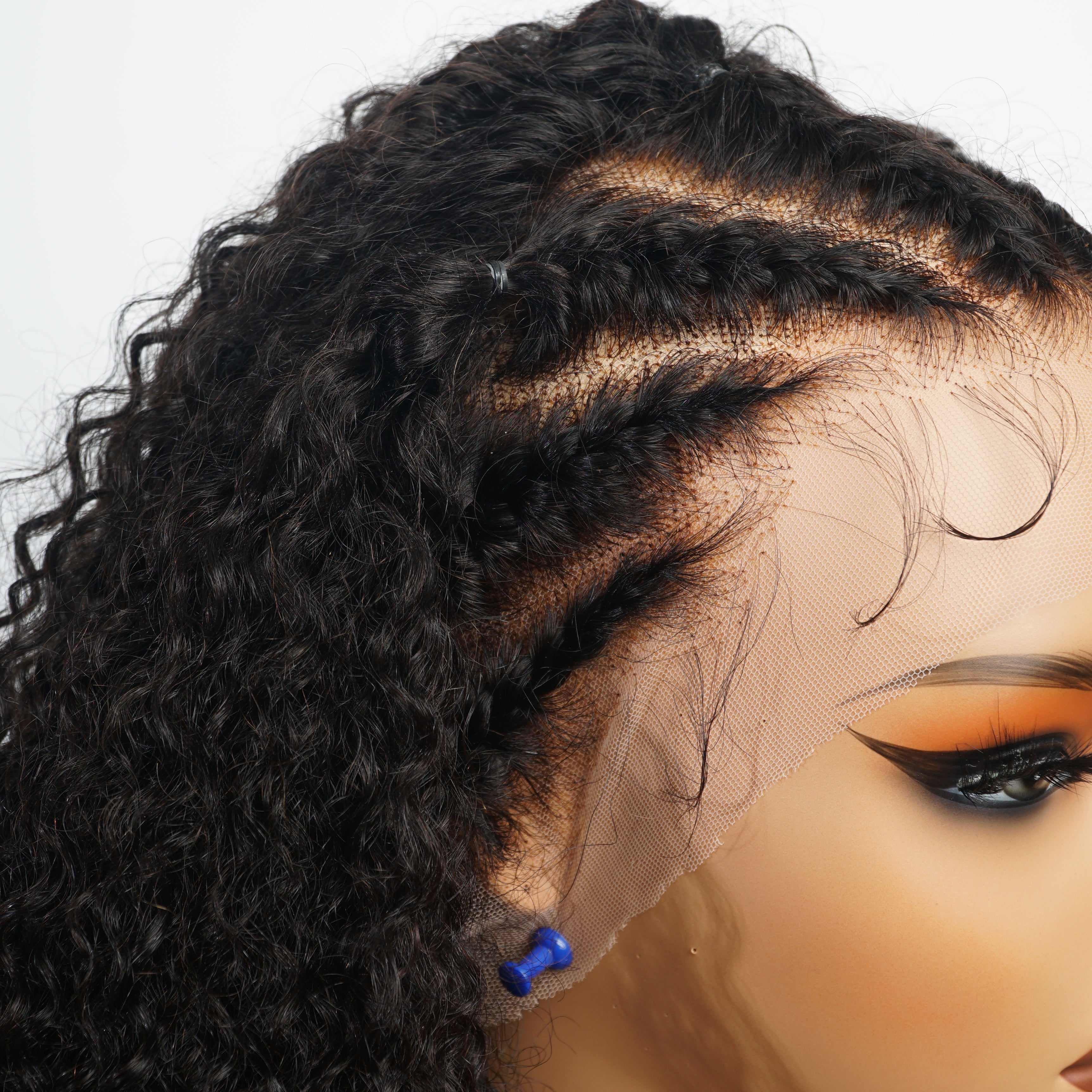 Braided Water Wave Hair 13x6  Transparent HD Lace Front Wig Glueless Long Wigs Real Human Hair Wigs For Women-Amanda Hair