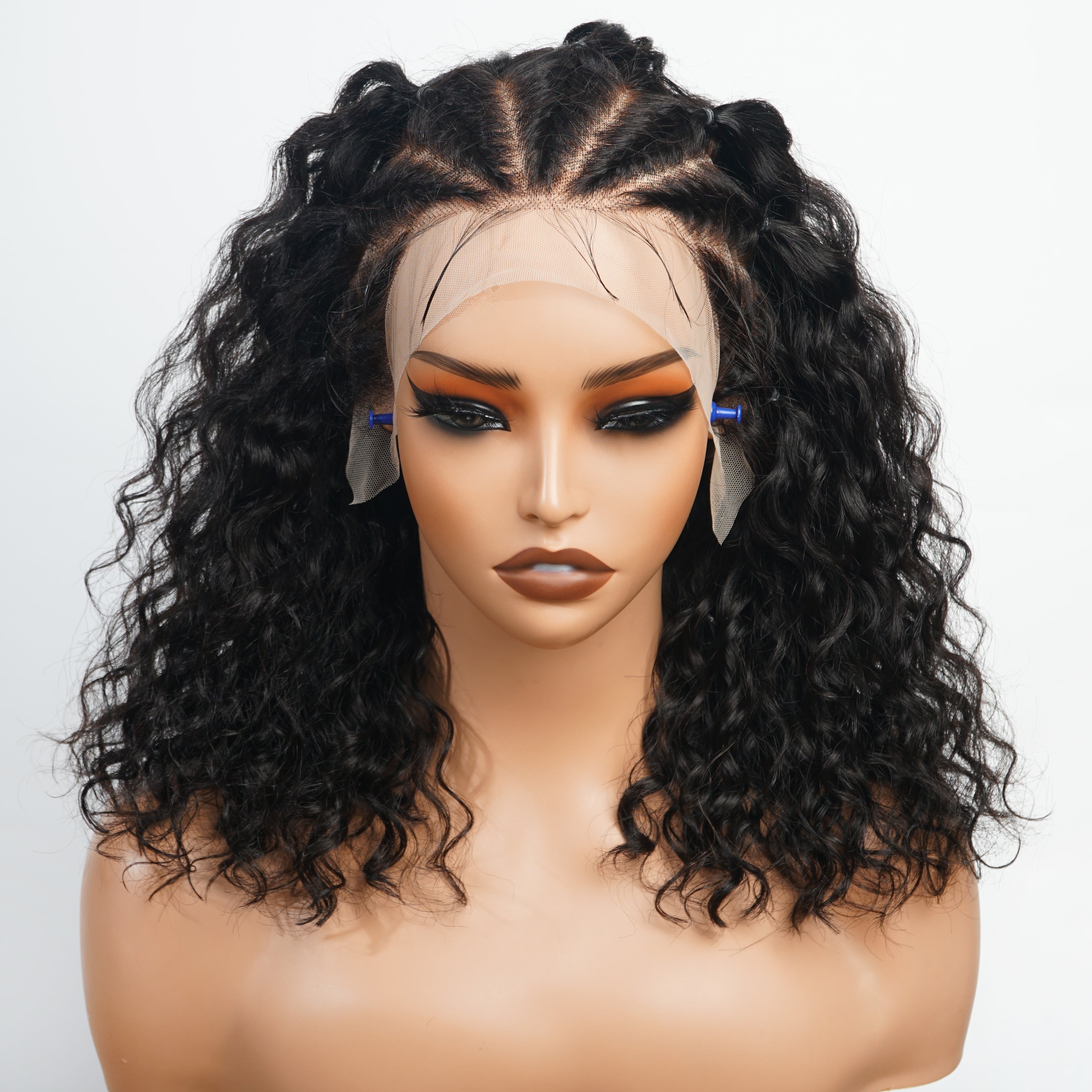 Braided Water Wave Hair 13x6  Transparent HD Lace Front Wig Glueless Long Wigs Real Human Hair Wigs For Women-Amanda Hair